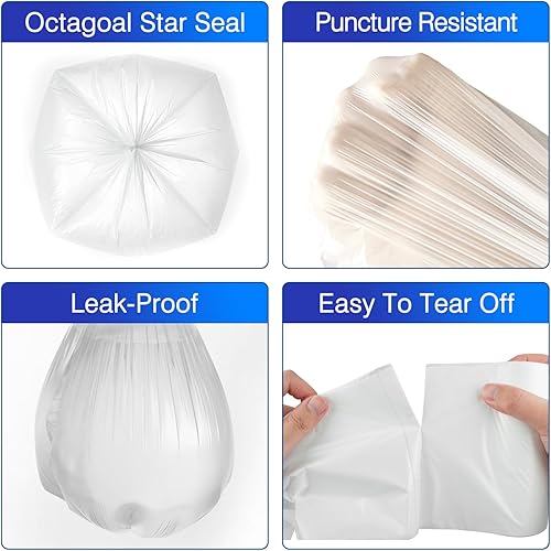 Miniatura 2 de Charmount Bolsas de basura pequeñas de 4 galones, 220 unidades, mini bolsas de basura para baño, cocina, dormitorio, sin perfume, transparentes
