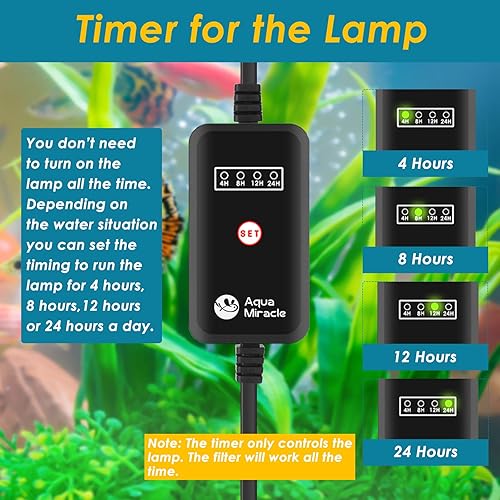 Miniatura 6 de AquaMiracle Filtro de acuario para agua verde, filtros de tanque de peces U - V con temporizador (481224 horas), filtro de peces de modo dual