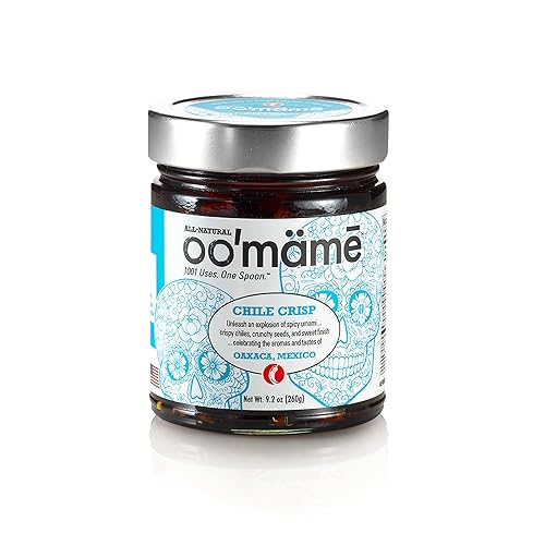 OO'mäm Oaxaca Mexican Chile Crisp (9.2 oz) - Chipotles ahumados con mango dulce masticable y pepitas crujientes - Vegano, sin gluten, Keto -