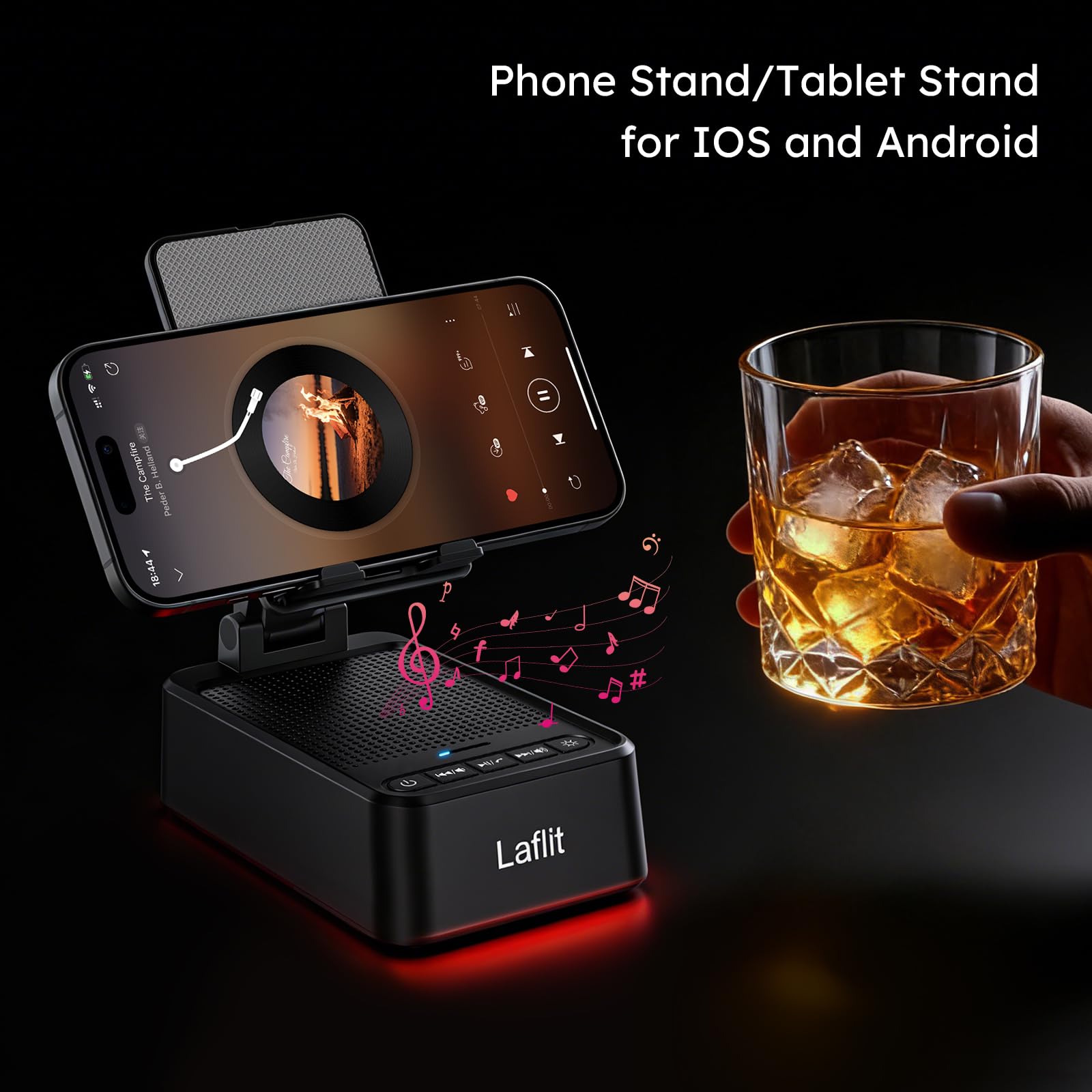 Geschenke für Männer und Frauen, Telefonständer mit Bluetooth-Lautsprecher und LED-Umgebungslicht, HD-Surround-Sound-Lautsprecher, kompatibel mit allen iPhone/Android-Handys, iPad, Kindle