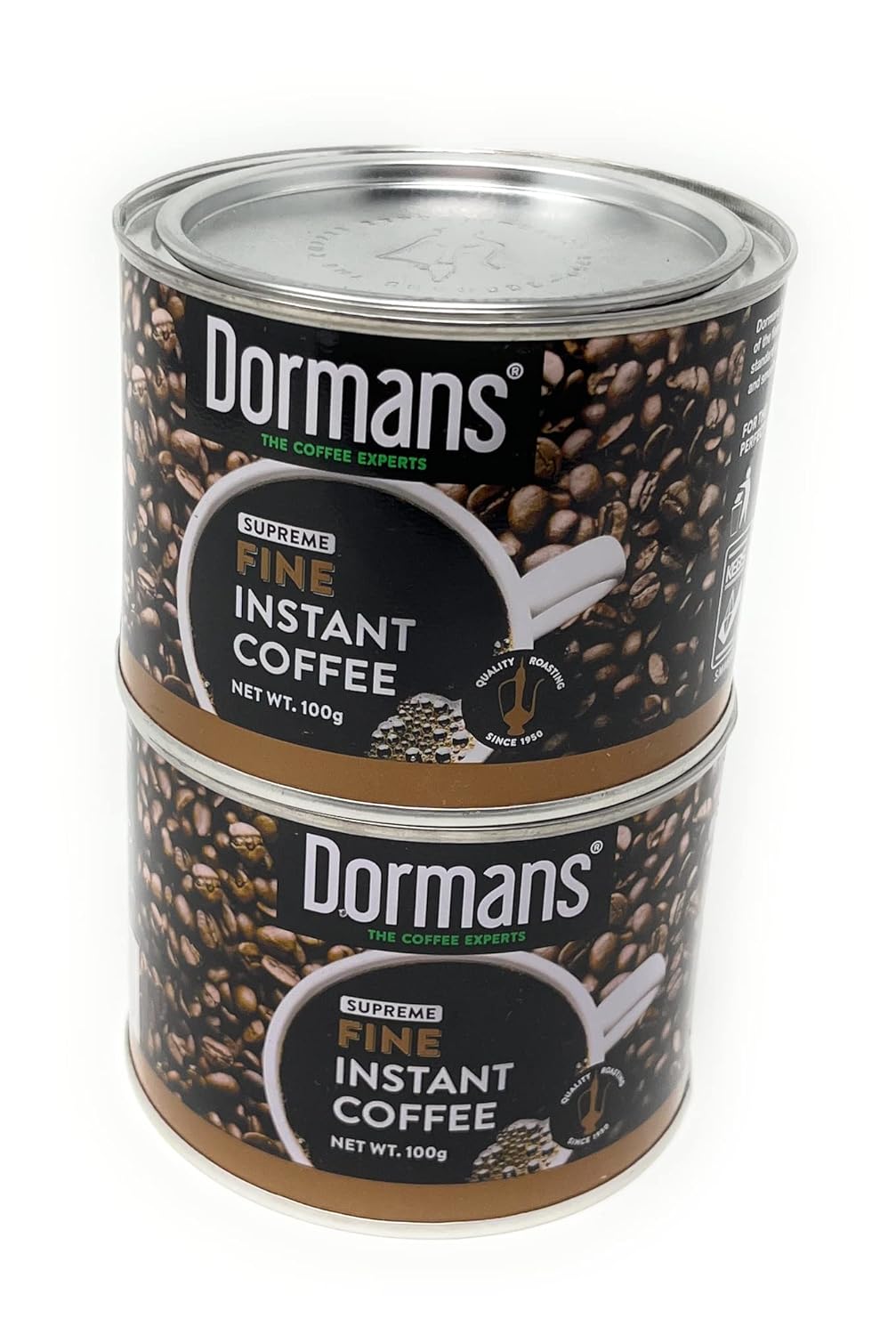 Fine Supreme Instant Coffee, Dormans The Coffee Experts, Two Cans, Each 100g (3.52 oz)