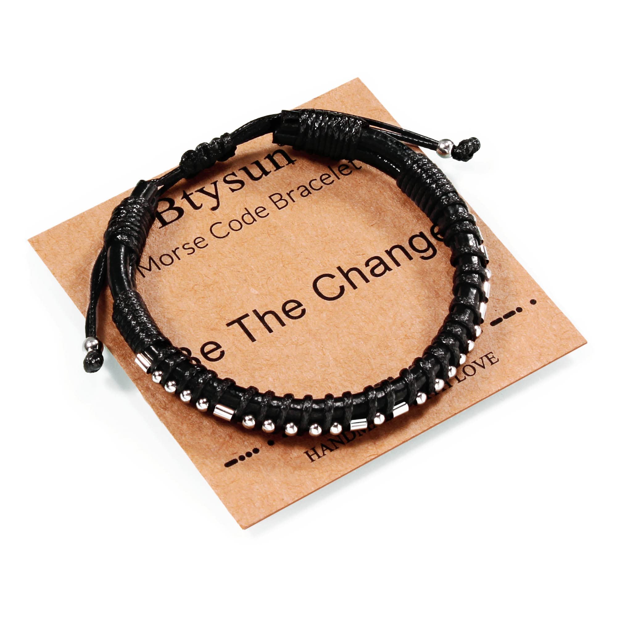 Btysun Fathers Day Gift, Gifts for Men Morse Code Bracelets for Men 2026 Graduation Gifts Mens Bracelet for Him Boyfriend Husband Leather Bracelet Motivational Birthday Jewelry Stocking Stuffers