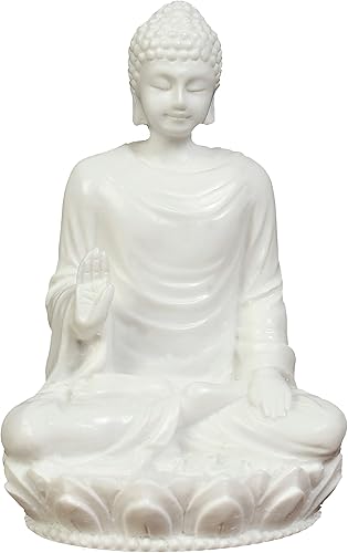 Miniatura 1 de Estatua de Buda de 3 pulgadas, ídolo, figura decorativa: mármol polivinílico con acabado de mármol blanco. Ídolo de Buda de primera calidad en