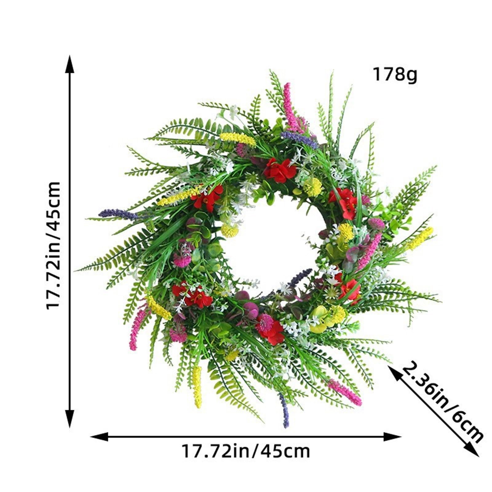 Couronne pour Porte Couronne de Fleurs Sauvages, décoration extérieure Rustique, Suspension Murale Florale, Jardin, Porche, Couronne Mariage, Rose(45CM)