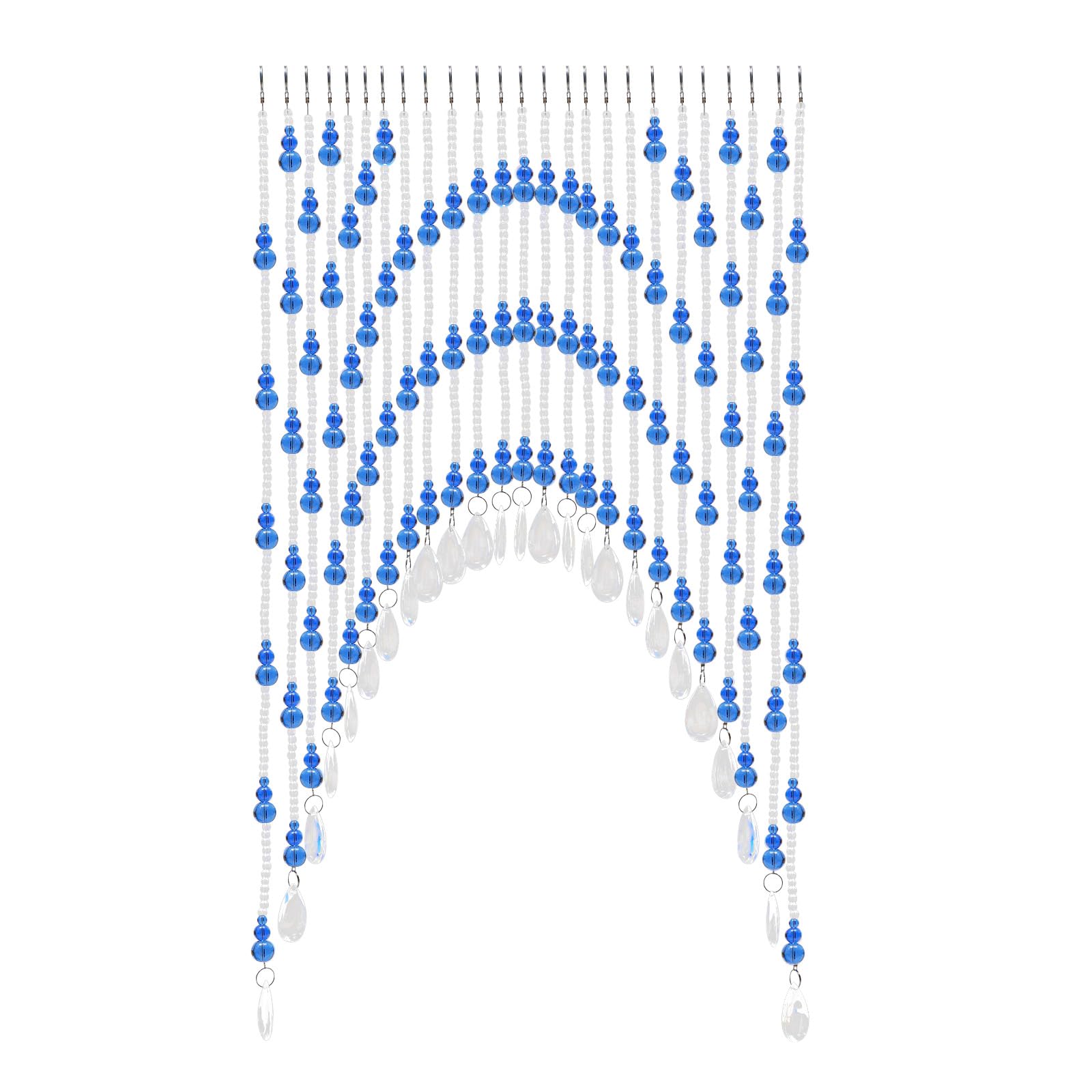 WaShaRoom Room Bead Partition Curtain,Party Wedding Home Kids Bedroom Backdrop Doorway Decorationss,Beaded Curtain,Hanging Door Beads Curtain,Blue,Clear,for toriums,Wedding Banquets,Bedrooms
