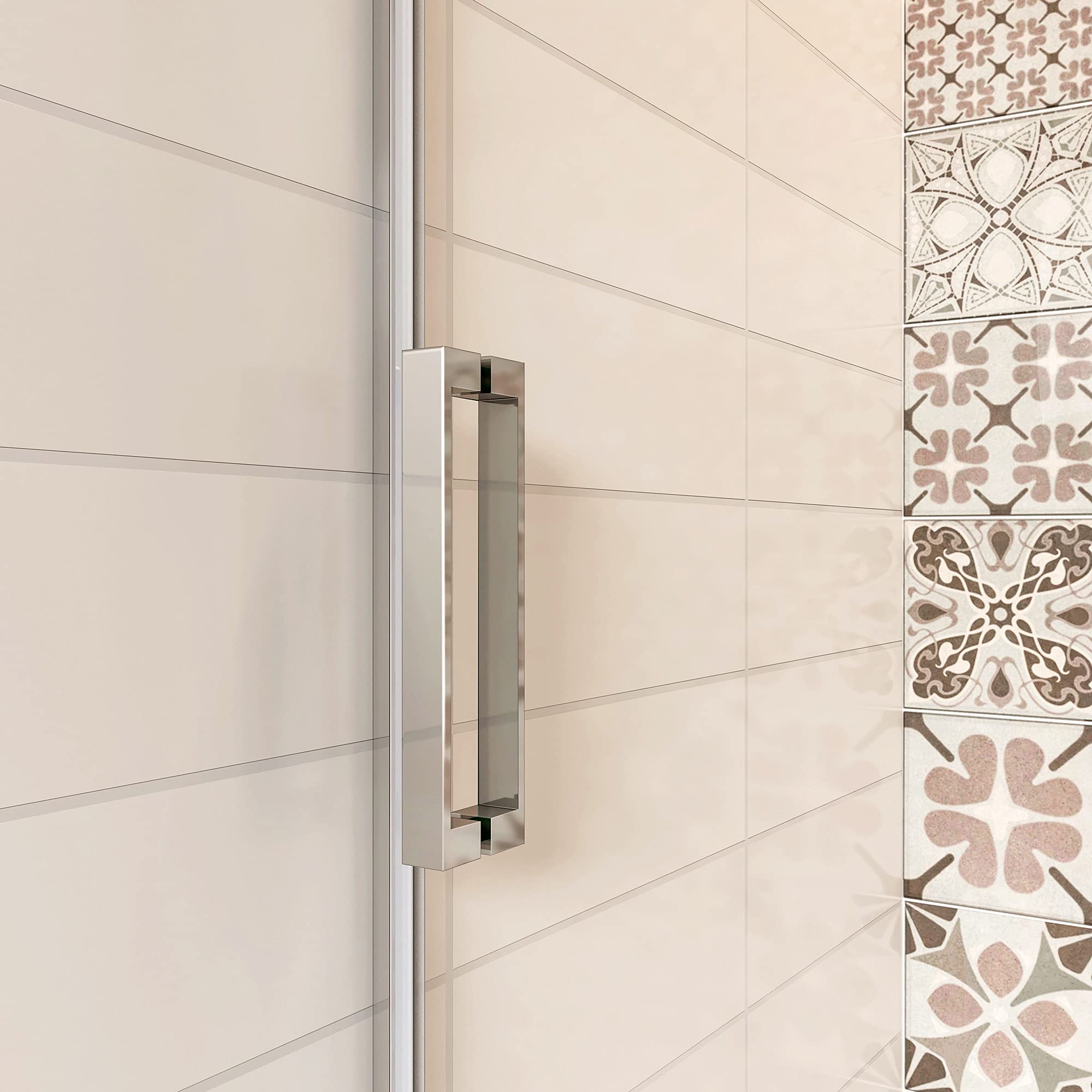 Aica Sanitär Duschabtrennung 100x195cm Duschtür Duschwand Dusche Schiebetür 8mm NANO GLAS