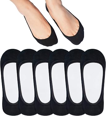 SIXDAYSOX No Show Socks Women for Flats, Non Slip Invisible Low Cut Socks
