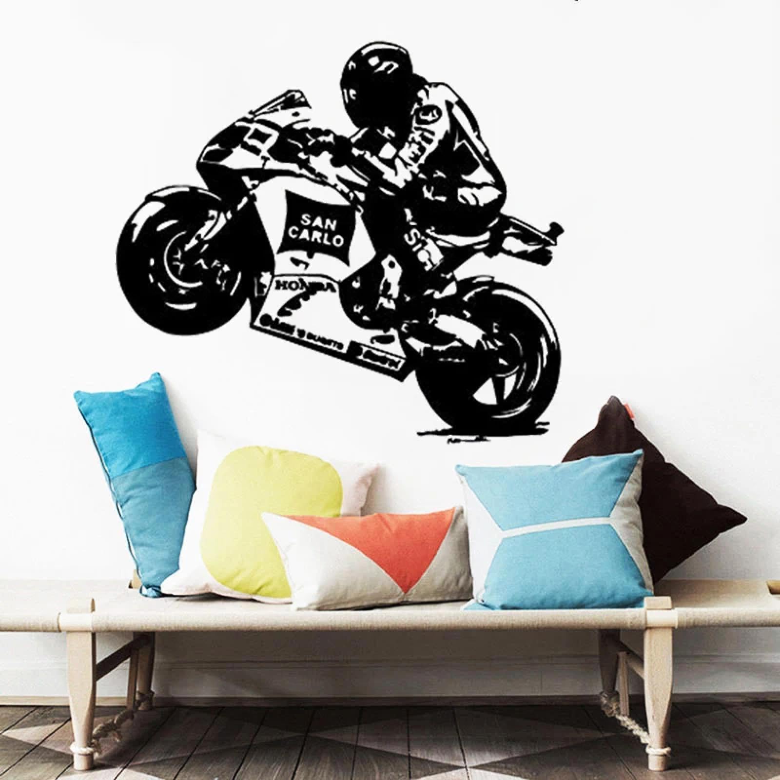 YOUOUSI Helmet Motorcycle Rider Racer Motorcycle Wall Sticker Boy Bedroom Playroom Decoration Vinyl Children's Room Art Decal