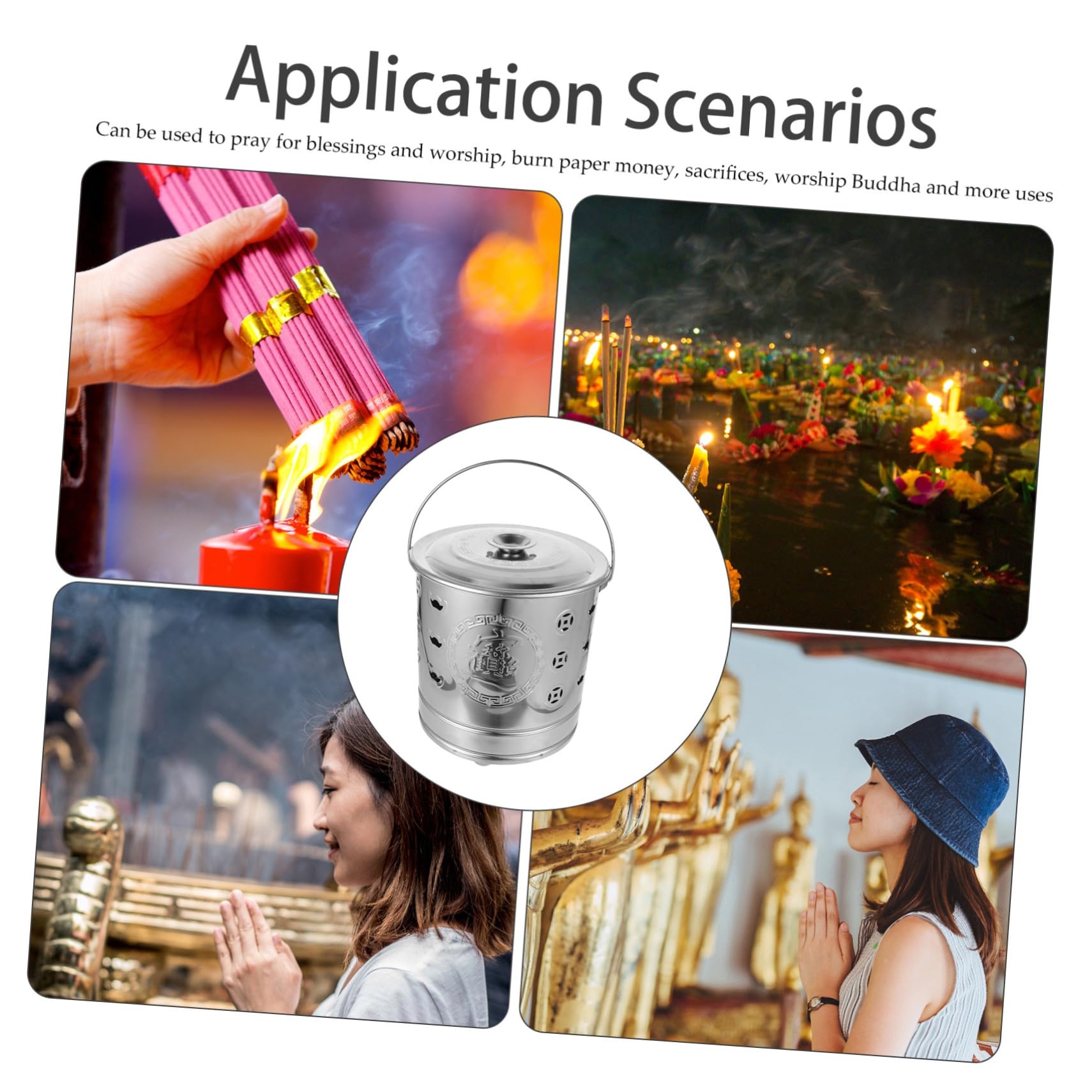 PLAFOPE Cubo Calor Incinerador Resistente Dinero de Acero Inoxidable de al Ligero, para Jardín y Ceremonias, Uso Doméstico