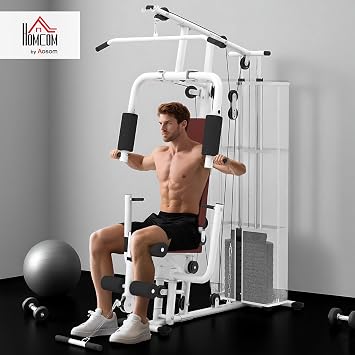 HOMCOM Home Gym Equipment Multi Workout Station 45Kg Weight Stack