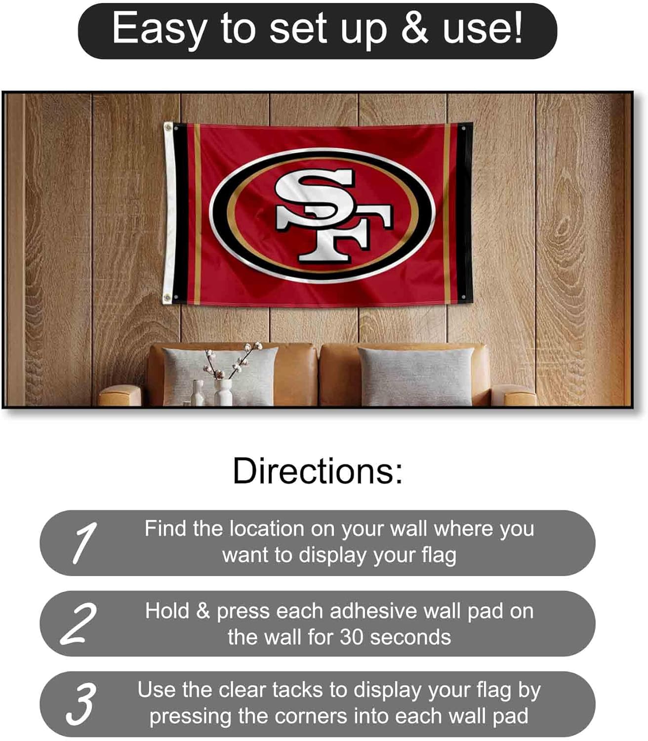 San Francisco 49ers Logo Banner and Tapestry Wall Tack Pads - Image 4
