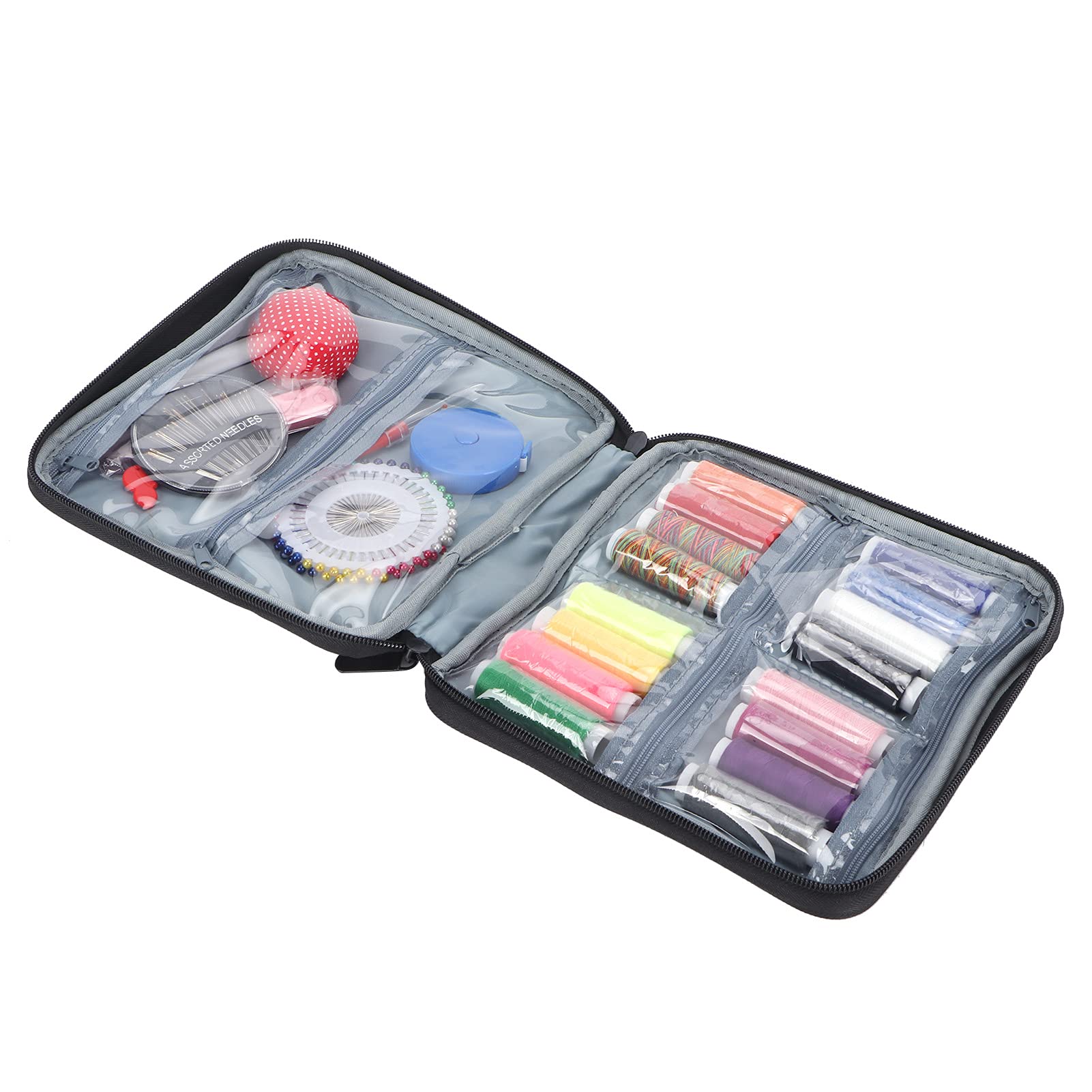 Multizenic Mini kit de costura portátil, juego de arreglos de ropa de emergencia, suministros completos de costura para bricolaje con tijeras, agujas de hilo, bolsa de almacenamiento