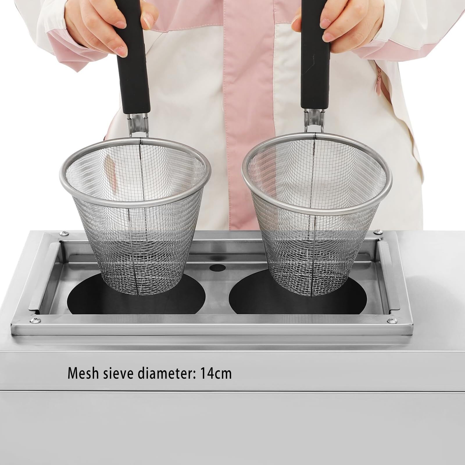 Cuiseur à pâtes Professionnel 2 Trous, 2500 W, électrique, avec Panier et Robinet, température réglable de 30 à 110 °C, en Acier Inoxydable, pour cafétérias et Restaurants
