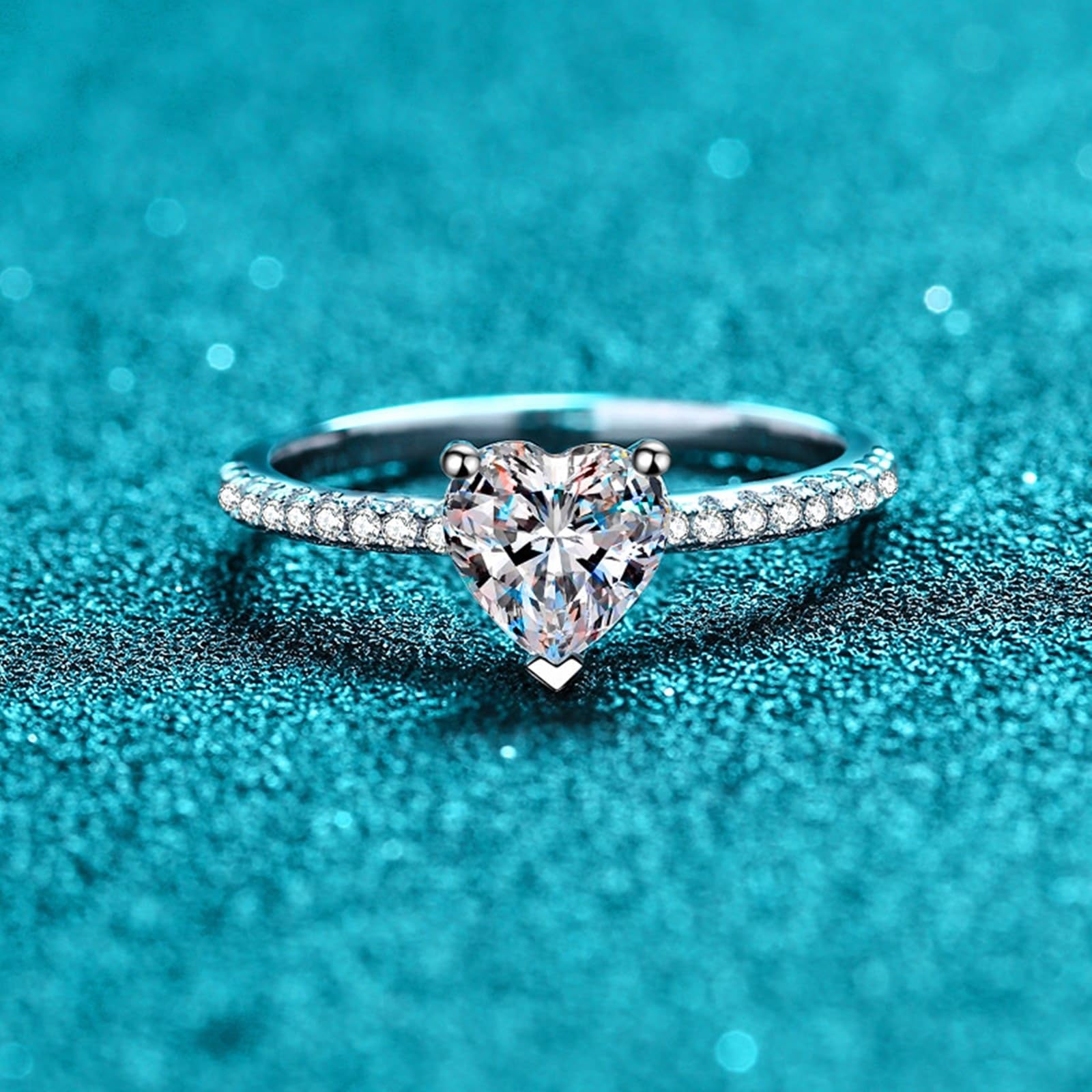 Anelli in argento 925, a forma di cuore, anello di fidanzamento moissanite, 1 carati, per matrimonio