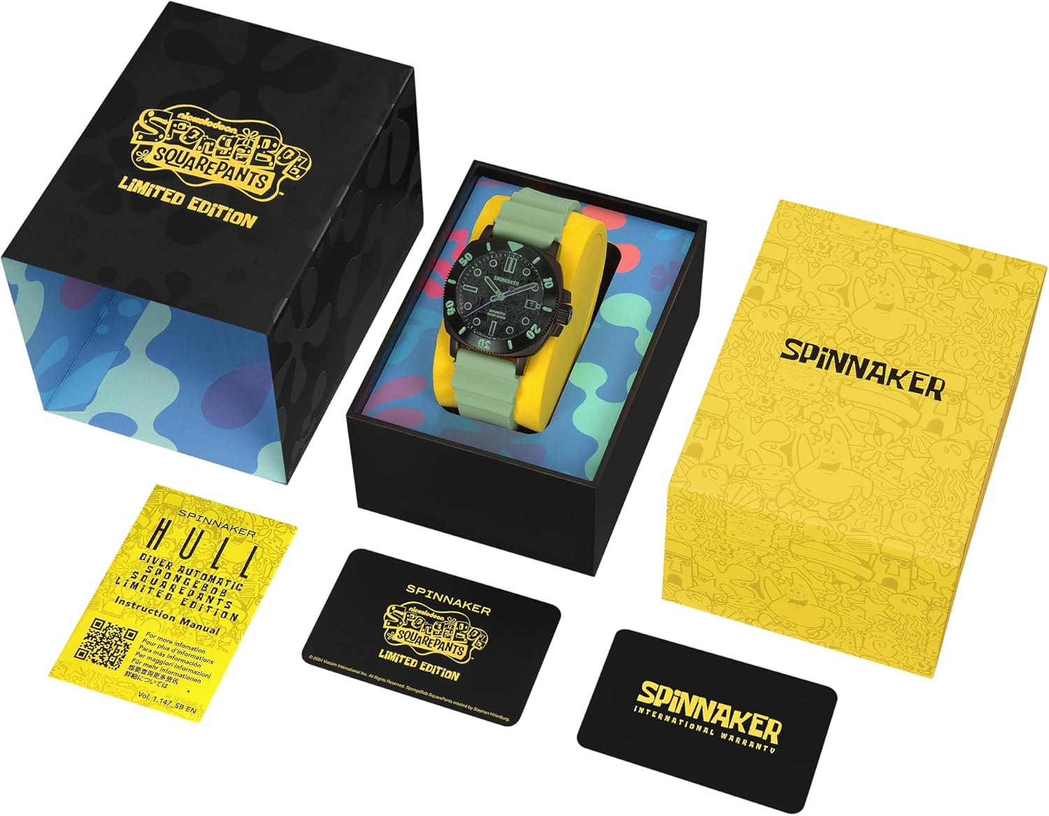 Spinnaker watch box contents including warranty card