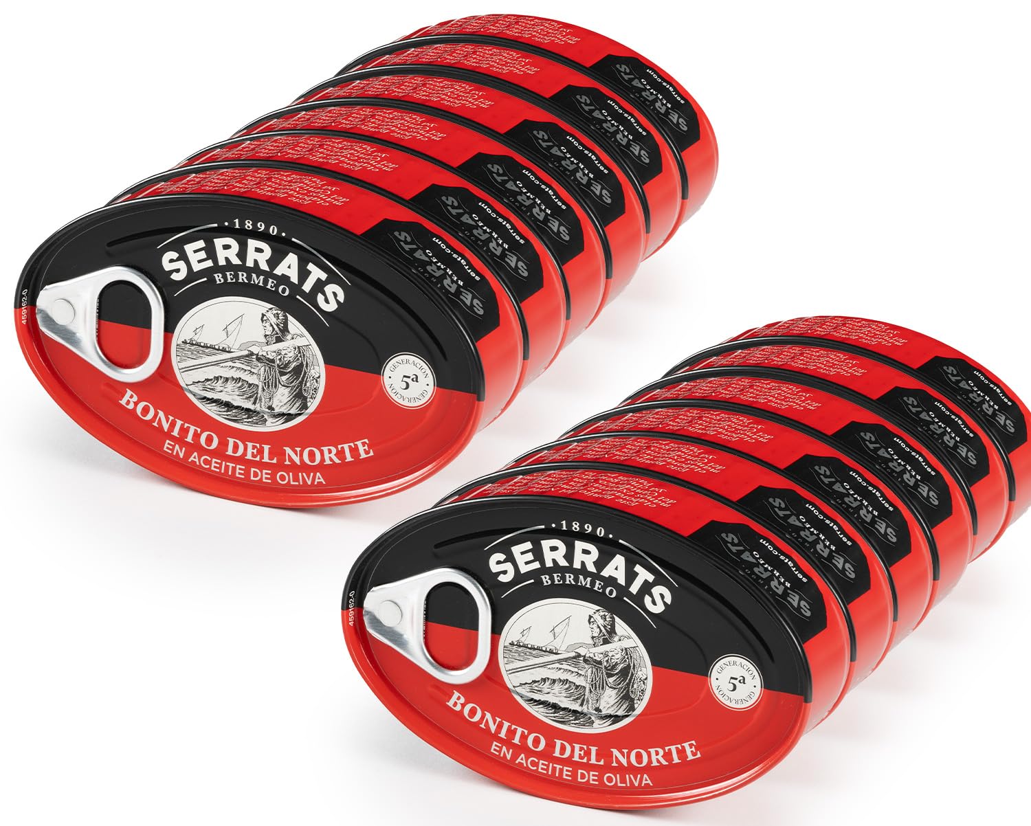 CONSERVAS SERRATS - Weißer Thunfisch aus dem Kantabrischen Meer in Olivenöl - 12 Dosen x 112g (Gesamt: 1344g) - Handwerkliche Herstellung seit 1890 - Glutenfrei - Reich an Omega 3 – Premium