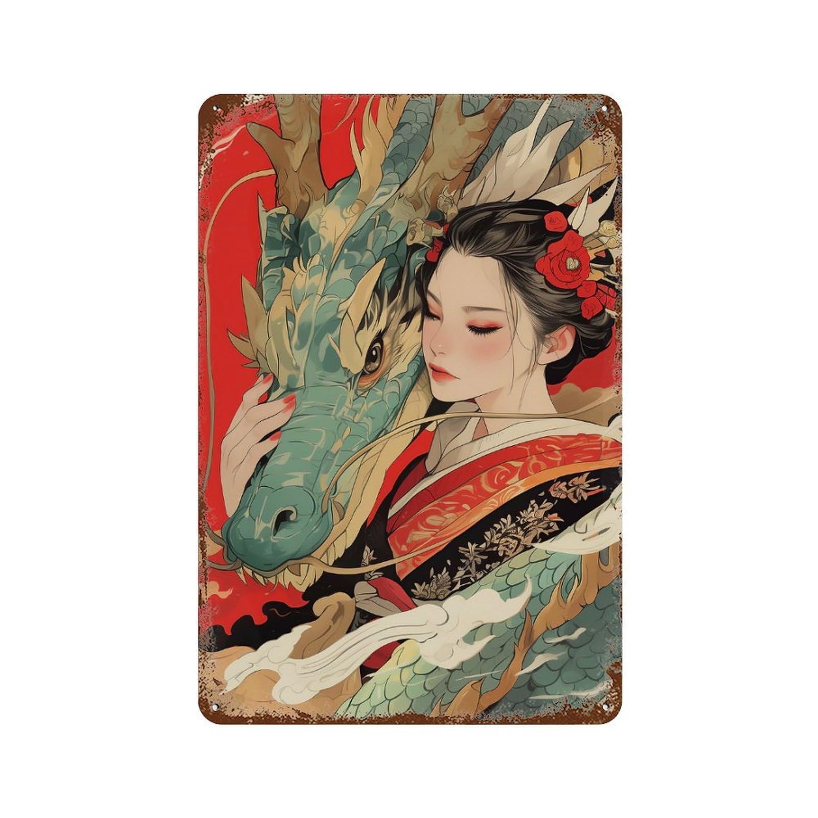 Garage Style Whispers of The Dragon Rust Effect Tin Sign 11.8"x7.9", Classic Wall Plaque for Bar And Workshop