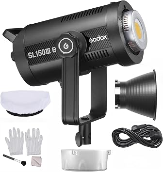 Godox SL150IIIBi Studio LED Video Light 160W High Power Photography Light 2800K-6500K Dimmable 9 FX Lighting Effects CRI96 TLCI97 Bowens Mount APP Remote Control for Home Studio Live Streaming