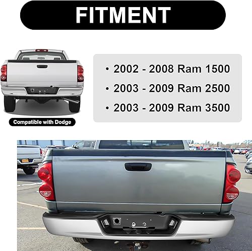 Miniatura 7 de Conjunto de parachoques trasero para Dodge Ram 150003-09 Dodge Ram 2500 3500 2500 3500 2002 2003 2004 2005 2006 2007 2008 (cromado)