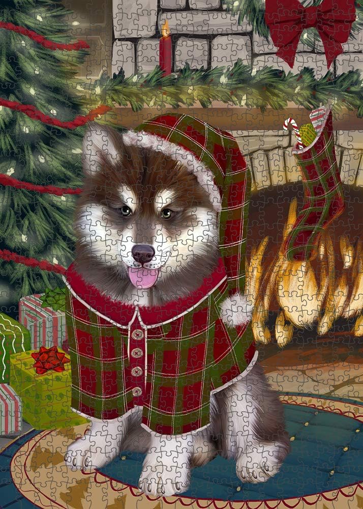 Christmas Stocking was Hung Alaskan Malamute Dog Jigsaw Puzzle for Adults - Animal Printed Interlocking Puzzle Game Artwork - Gift for Dog Lover's -1000 Pcs 29.5"x19.7", PZLE51274