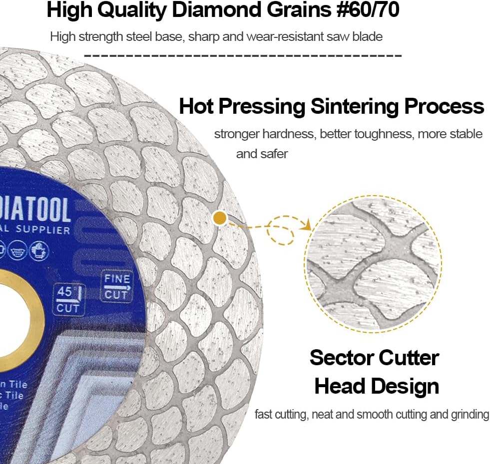 SHDIATOOL Diamond Saw Blade 5-Inch,Tile Cutting Disc,Cut-Off Wheel Grinding Cutter for Porcelain Ceramic Tile Granite Marble Stone 125mm（Pack of 3)