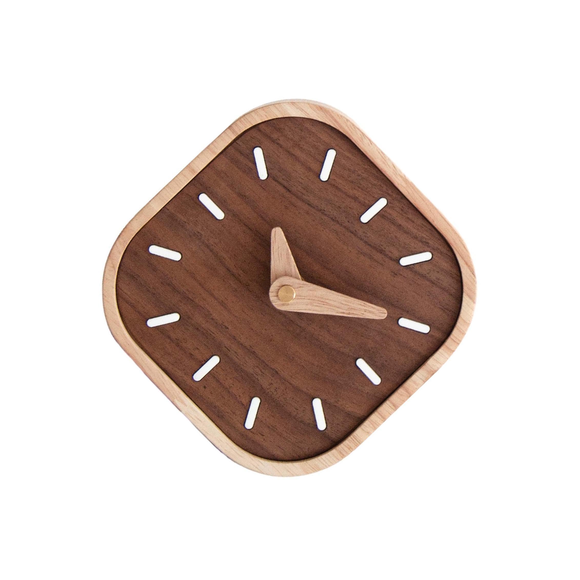 TWISAXC Modern Decorative Clock Chic Living Room Decoration For Home Aesthetics Tabletop Clock Wooden Modern Art Decor Wooden Wall Square Chic Countertop
