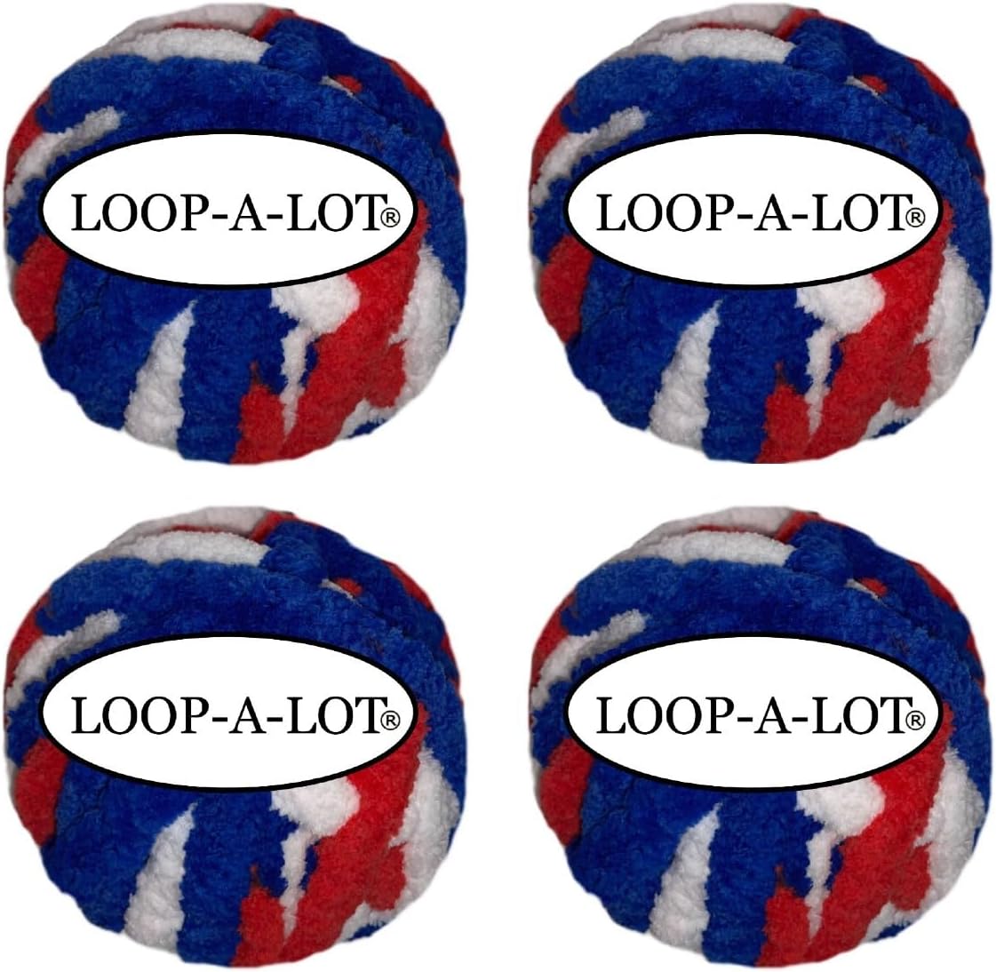 4- Pack Chunky Chenille Multi Color Red White Blue Yarn Crocheting Handknitting Big Bulky Fluffy Soft Chunky Beginner Blanket Jumbo Thick Wide Yarn DIY Craft Décor Costume 1 Skein 28 yds