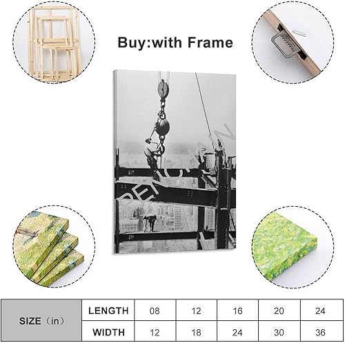 Miniatura 2 de Empire State - Póster vintage de trabajadores de la construcción en blanco y negro, pósteres estéticos e impresiones sobre lienzo, póster artístico