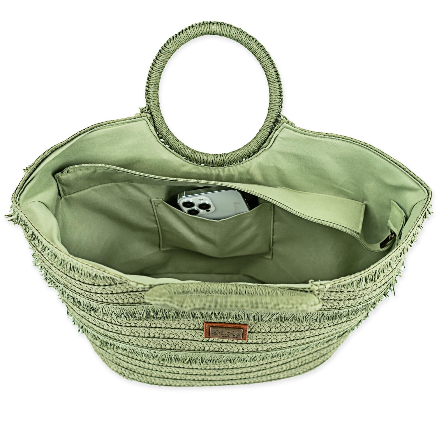 Lois - Bolso Capazo Rafia Mujer Para Playa Ideal Verano. Capazos Mimbre Mujer Estilo Rústico Elegante y Ligero