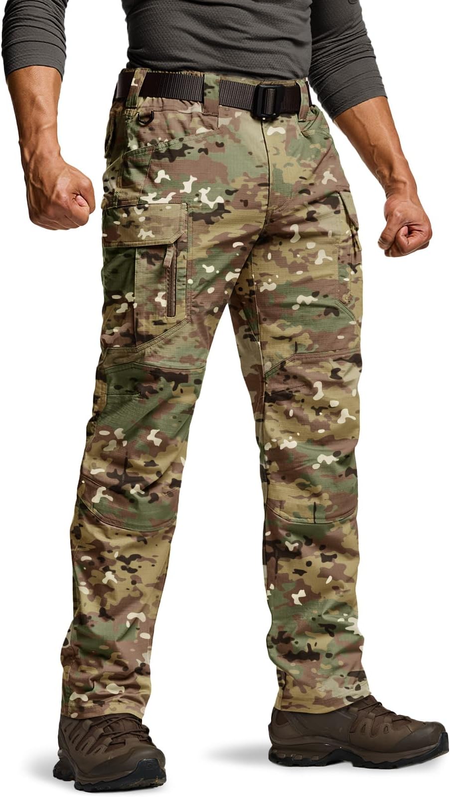 Men's Flex Stretch Tactical Pants, Water Resistant Ripstop Cargo Pants, Lightweight EDC Outdoor Work Hiking Pants