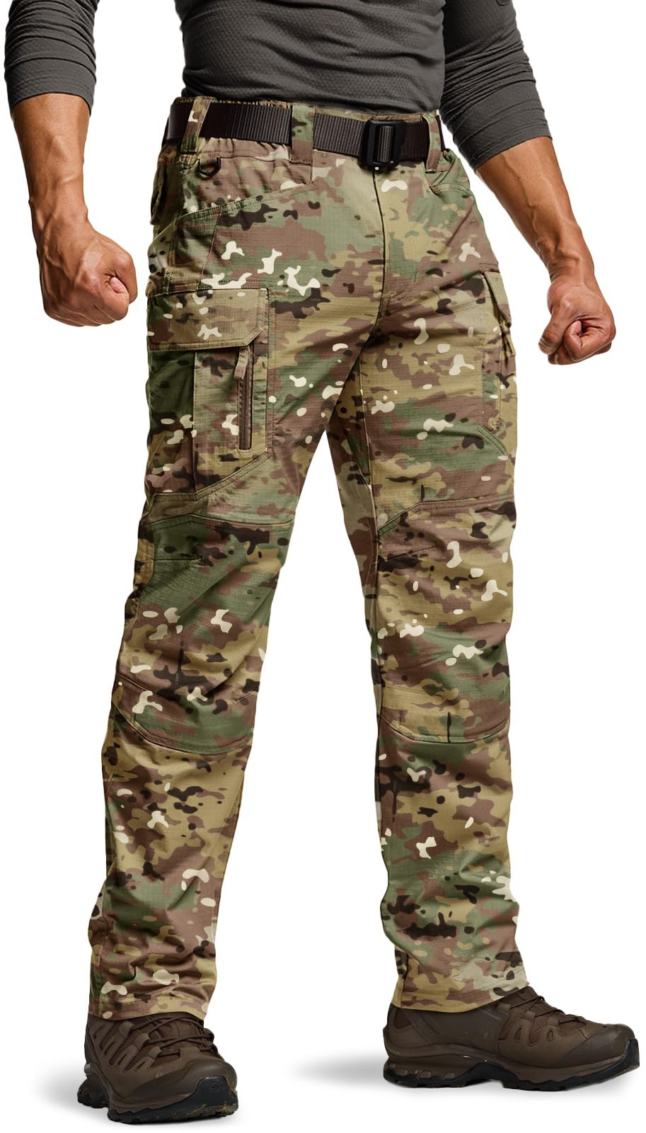 CQR Men's Flex Stretch Tactical Pants, Water Resistant Ripstop Cargo Pants, Lightweight EDC Outdoor Work Hiking Pants — view 17