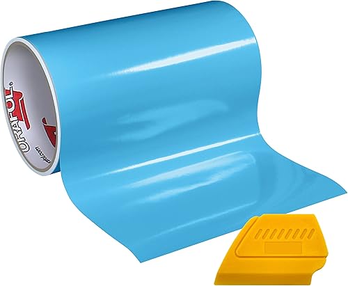 ORACAL 651 Calcomanías de vinilo multicolor a base de disolventes con adhesivo con espátula multiusos amarilla (12 pulgadas x 5 pies, azul hielo)