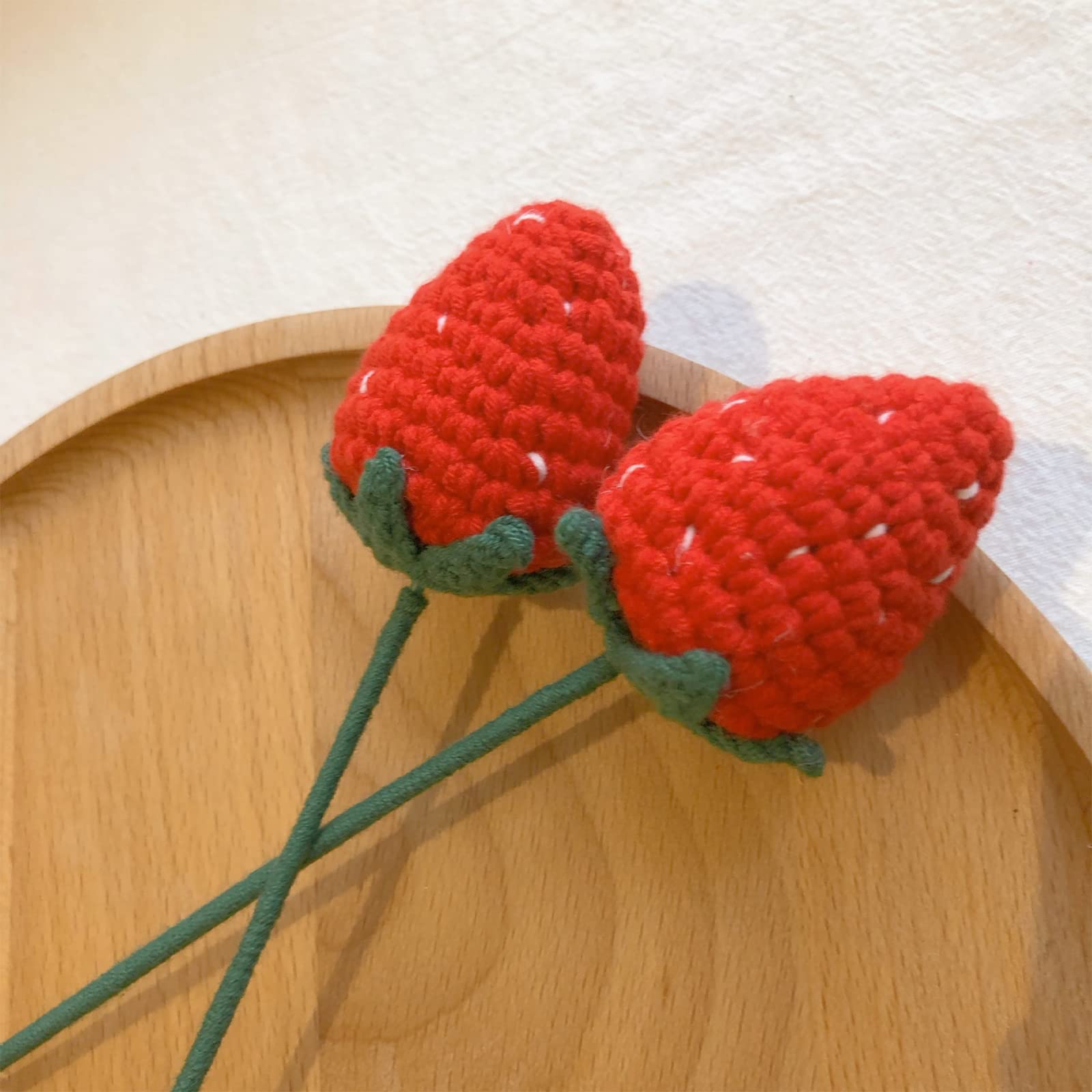 Tsophreniq Strawberry Flower Handwoven Flowers Art Party Decoration for Wedding Birthday Party Background Decor Handwoven Flower