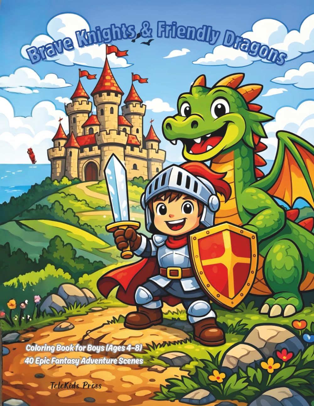 Brave Knights & Friendly Dragons | Coloring Book for Boys Ages 4–8: 40 Epic Fantasy Adventure Scenes