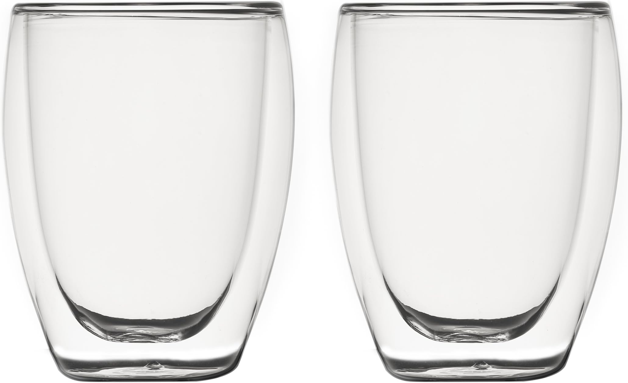 Double Wall Insulated Drinking Glasses, 12oz by Cassia. Perfect Cup for Hot & Cold Drinks, Set of 2