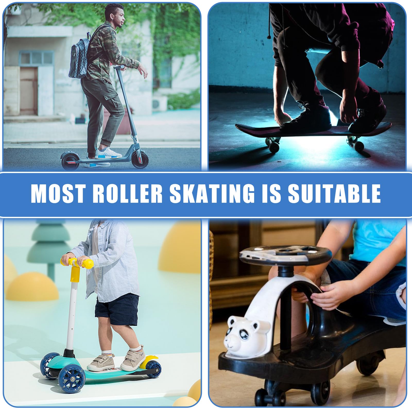 4 Stück 80mm LED Scooter Rollen - Leuchtende Roller Räder Mit ABEC9 Lager