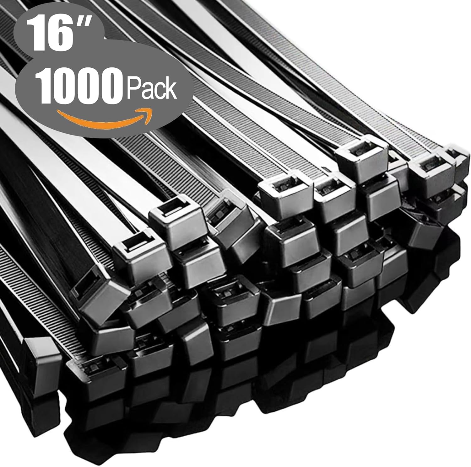 Zip Ties 16 inch(1000 Pack), 60 lb, Black Cable Ties, UV Resistant Wire Ties for Indoor and Outdoor Use, Paloka