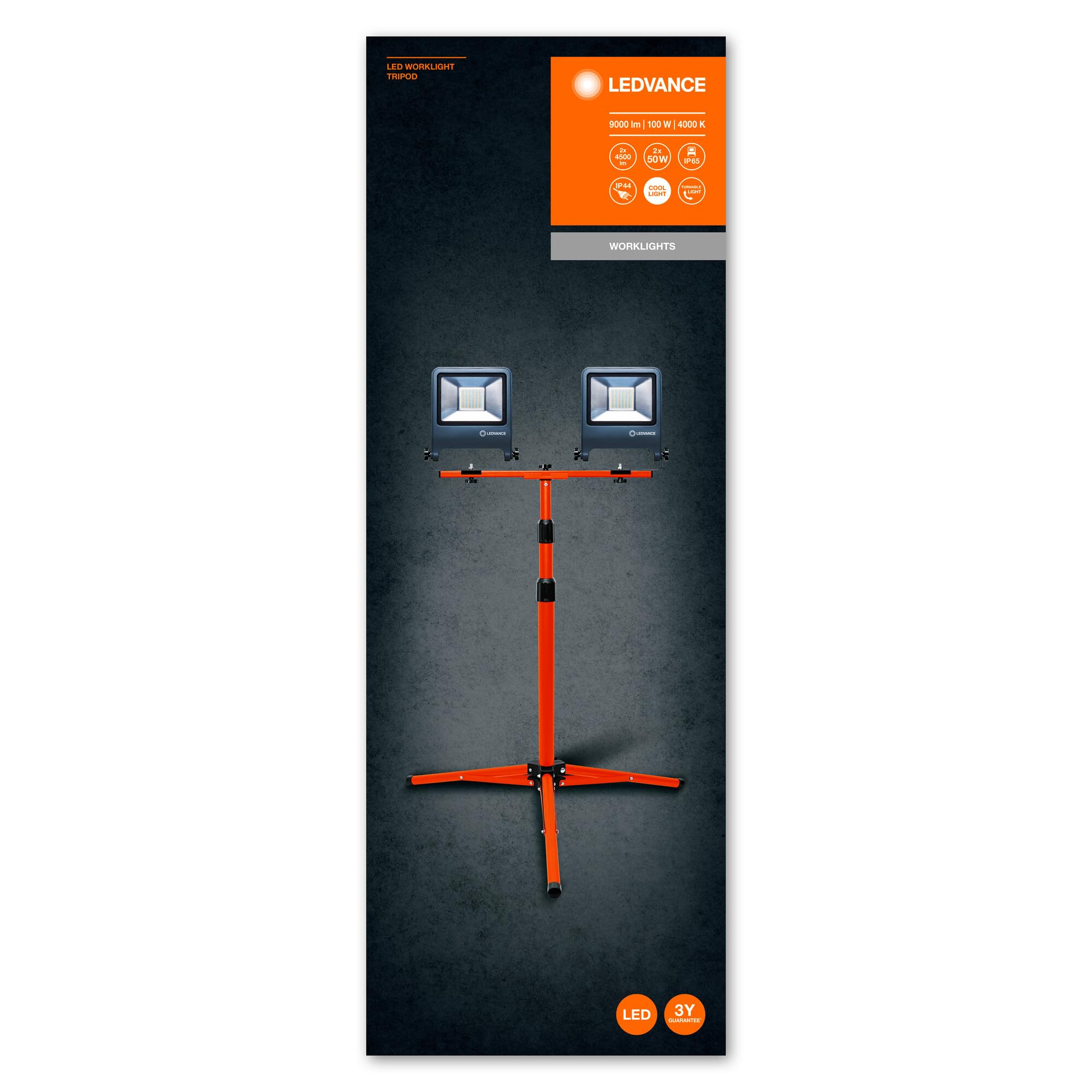 Ledvance Światło Robocze Led, Pomarańczowy/Szary, 2 x 50W