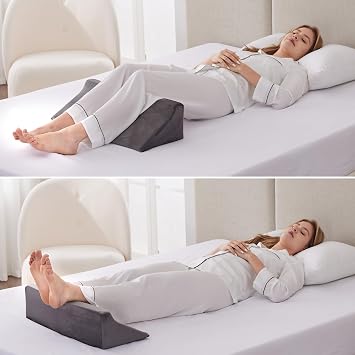 Bedluxe Wedge Pillow for Side Sleeping, Comfort Foam Back Pillow for Side Sleeper, Bed Wedges & Body Positioners for After Surgery, Pregnancy Support, Back Pain, Preventing Bedsores, Short Plush