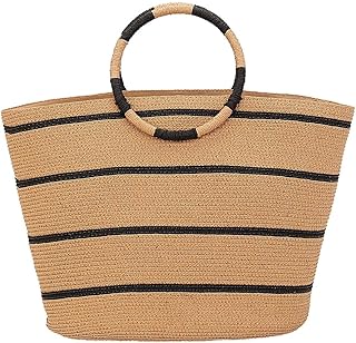 Straw Handbags Tote Bag for Women, Summer Beach Bag Handwoven Rattan Large Top Handle Straw Bags Woven Totes Bag for Women, Handmade Handbag Top Handle Bag for Women