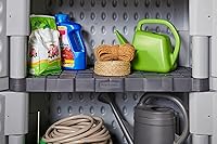 Vista 12 de Rubbermaid Freestanding Storage Cabinet with Doors 18"D x 36"W x 37"H Medium Gray/Black Two-Shelf Lockable Cabinet for Indoor/Outdoor/Garage Storage