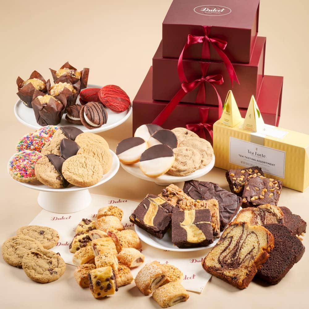 Gift Baskets for Adults, Food Gift Basket, Congratulations, Anniversary and Wedding Food Towers, for Women, Family, Friends, or Corporate Clients by Dulcet Gift Baskets