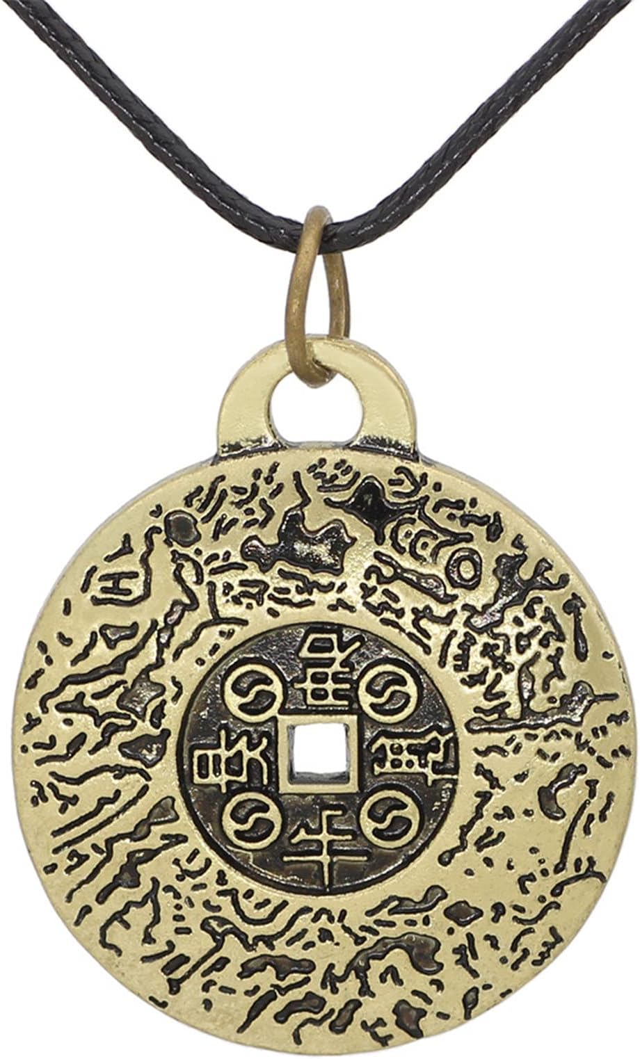 Selotrot Circular Pendant Necklace,The Properties of Feng Shui Money Amulet Necklace Vintage Style Jewelry Gift for Men Women