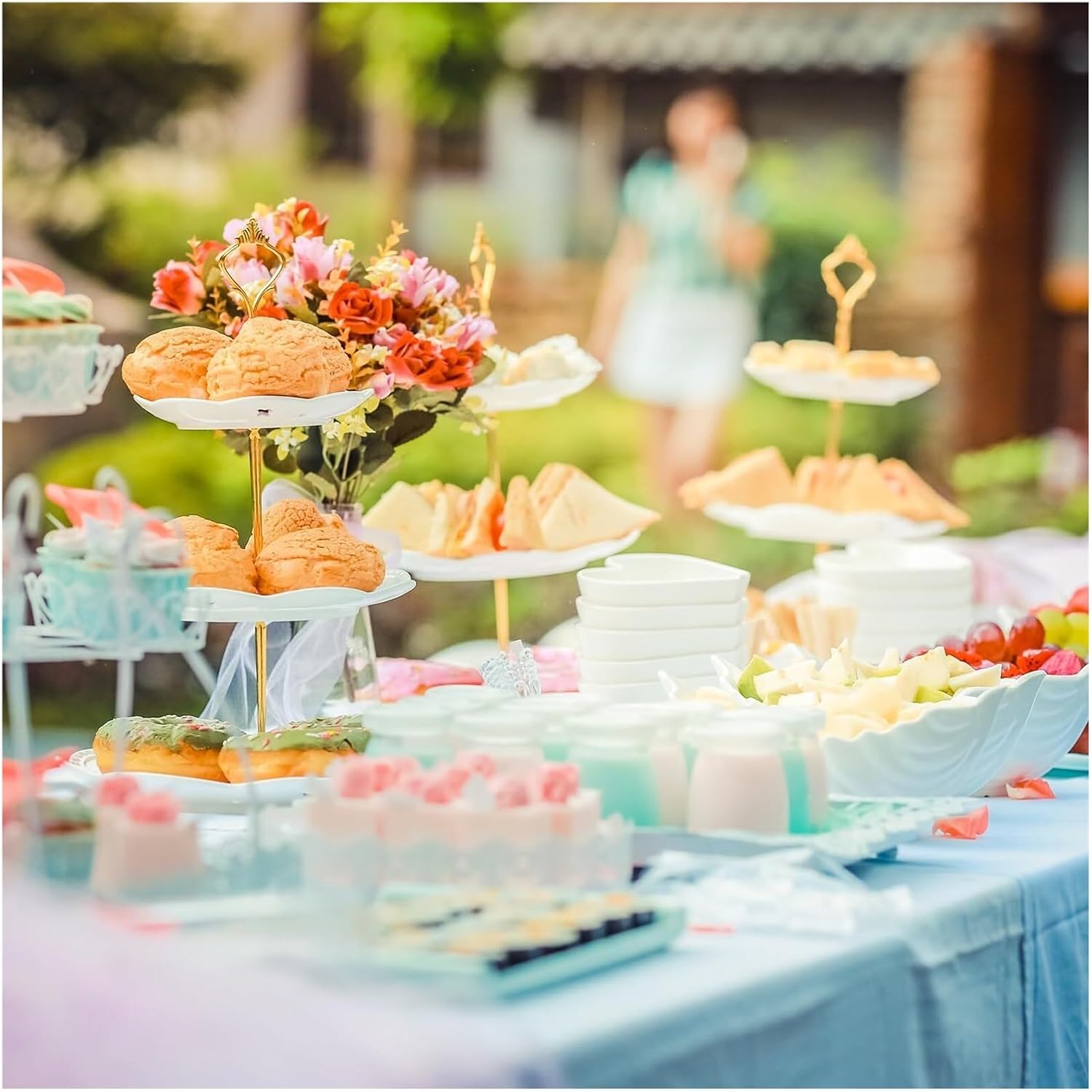 Tiered Tray Hardware Kit 2 Sets Cake Tray Stand Handle Cupcake Dessert Plate Hardware Fitting Holder Rod Stand Handle for Cake Stand Wedding Party, 3-Tiers New Crown Gold/Silver