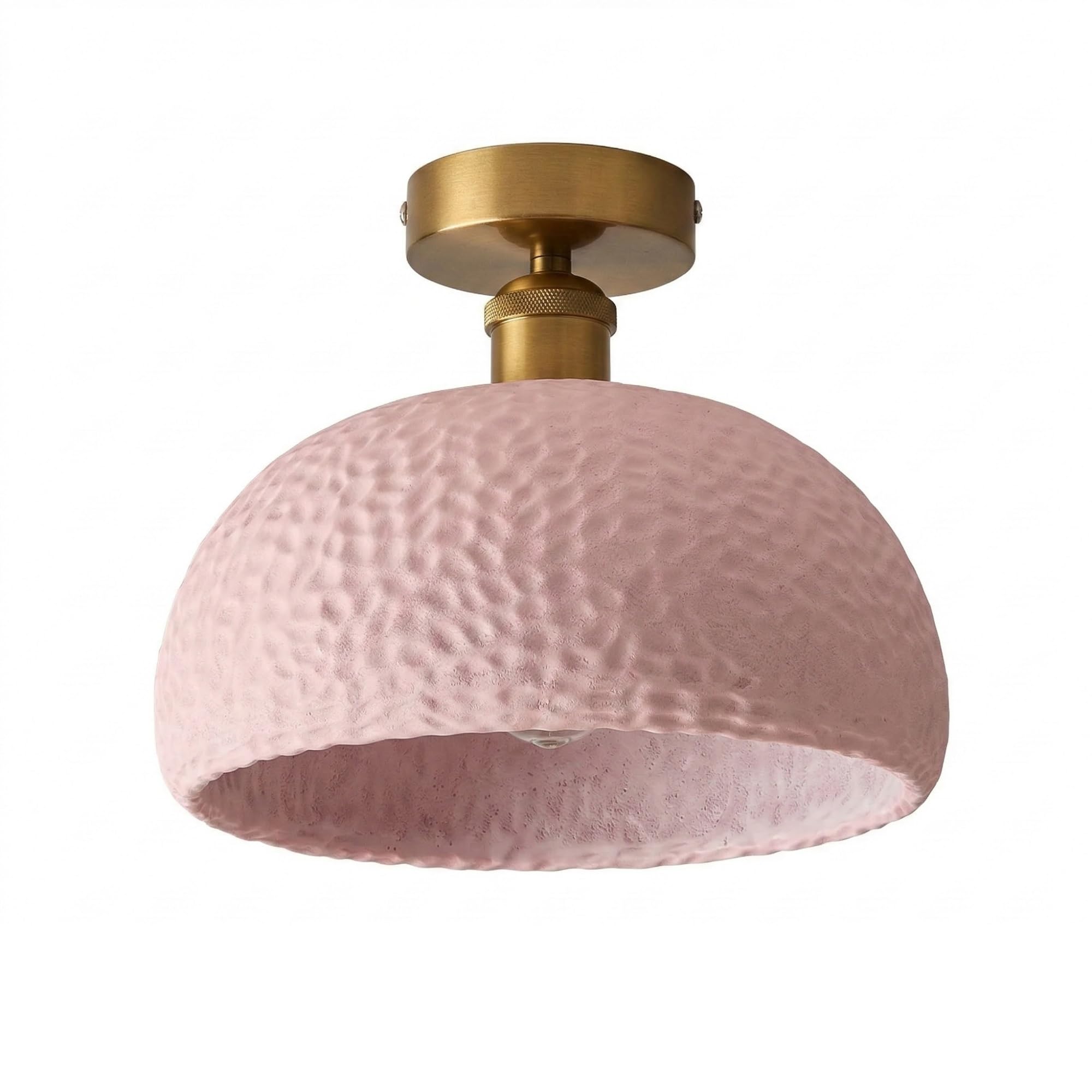 NHPJFDC Cream Resin Semi Flush Mount Ceiling Light, Nordic Bedroom Lamp, Low Profile Fixture for Hallway, Entryway, Cloakroom, Balcony, Small Apartment Foyer, Corridor, Home Residential(Pink,Medium)