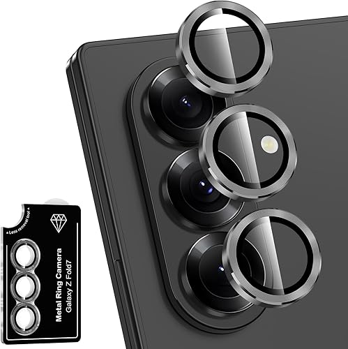 Miniatura 136 de Protector de lente de cámara para Samsung Galaxy S25 FE, cubierta individual de lente de vidrio templado con anillo de metal, [fuerte adsorción]