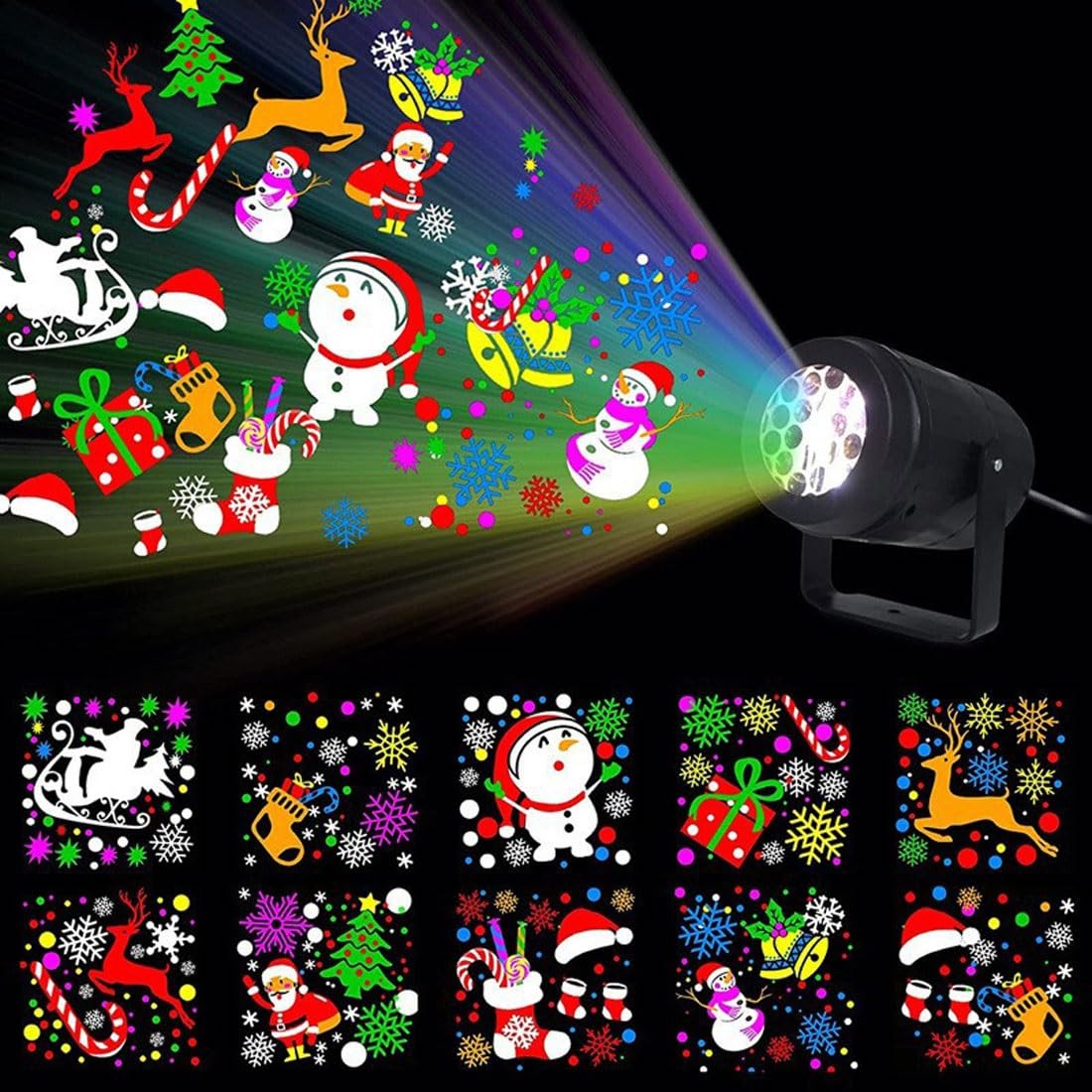 Luci di proiezione natalizie, 16 diapositive, luci di proiezione con motivo decorativo, luci paesaggistiche, utilizzate per esterni e interni, per vacanze, Halloween, feste, compleanni