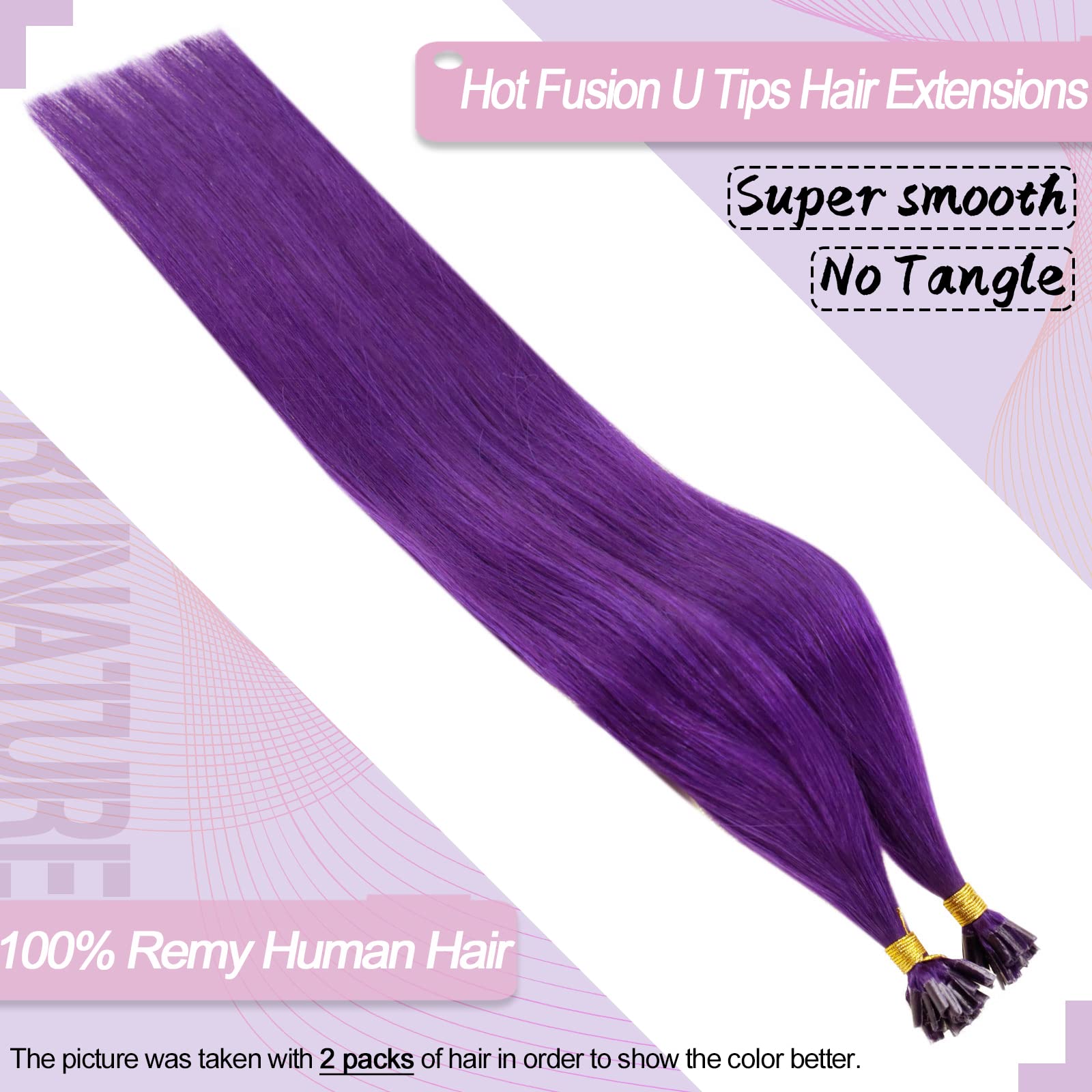 RUNATURE Micro Beads Hair Extensions Real Hair Purple Remy Micro Ring Hair Extensions Invisible Remy Straight Micro Hair 14 Inch 25g/25strands #Purple — view 146