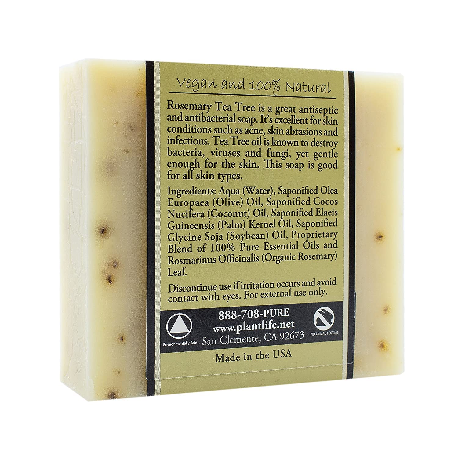Plantlife Rosemary Tea Tree 3-Pack Bar Soap - Moisturizing and Soothing Soap for Your Skin - Hand Crafted Using Plant-Based Ingredients - Made in California 4oz Bar