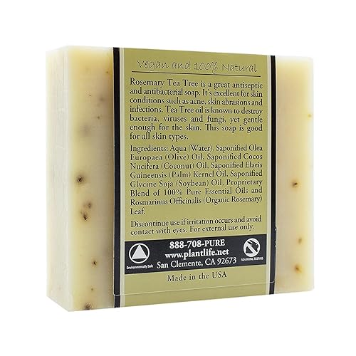 Miniatura 5 de Plantlife Jabón de barra de árbol de té de romero - Jabón hidratante y calmante para tu piel - Hecho a mano con ingredientes a base de plantas -